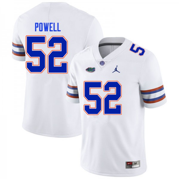 Men #52 Antwuan Powell Florida Gators College Football Jersey White